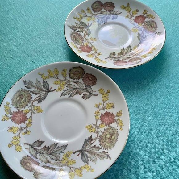 1960's Wedgwood Lichfield Bone China Vintage Saucer Plates set of 2 W4156 - Picture 1 of 4